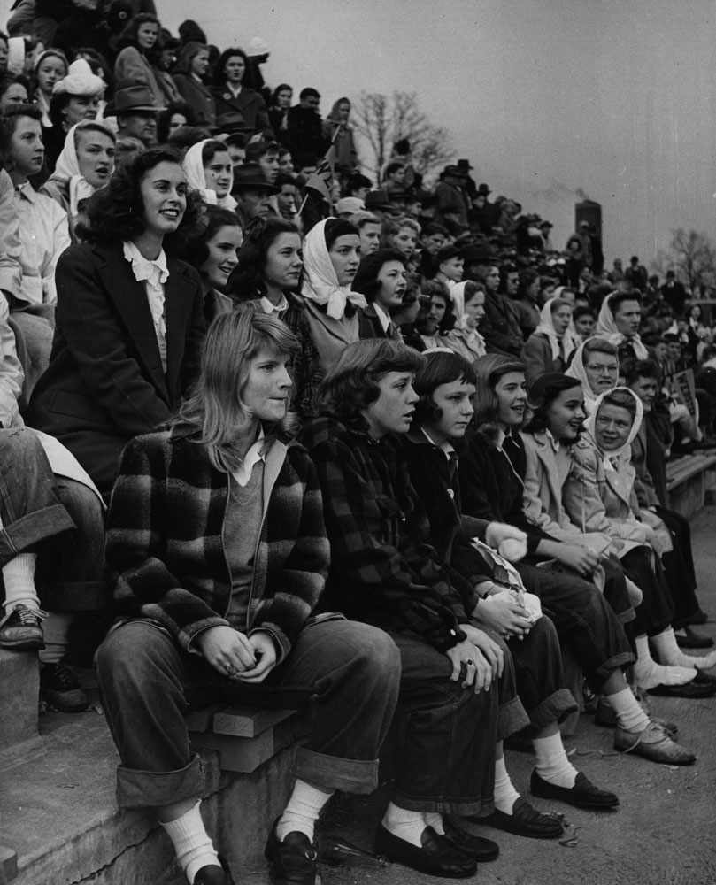 Crowd at a high school football game, 1944.