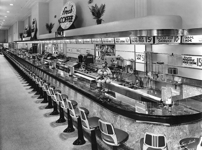 Classic 1960s lunch counter.