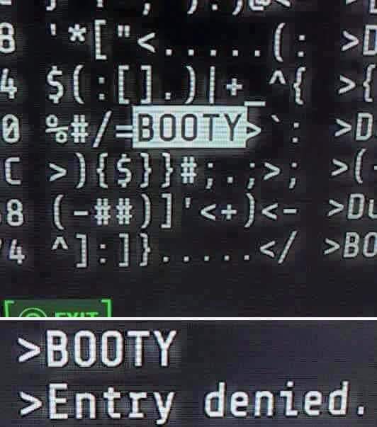number - V V V B ""I 4 $. _^{ >{ @ SiBooty >D C > {$ } }#; .;>; > 8 ## l'Booty >Entry denied.