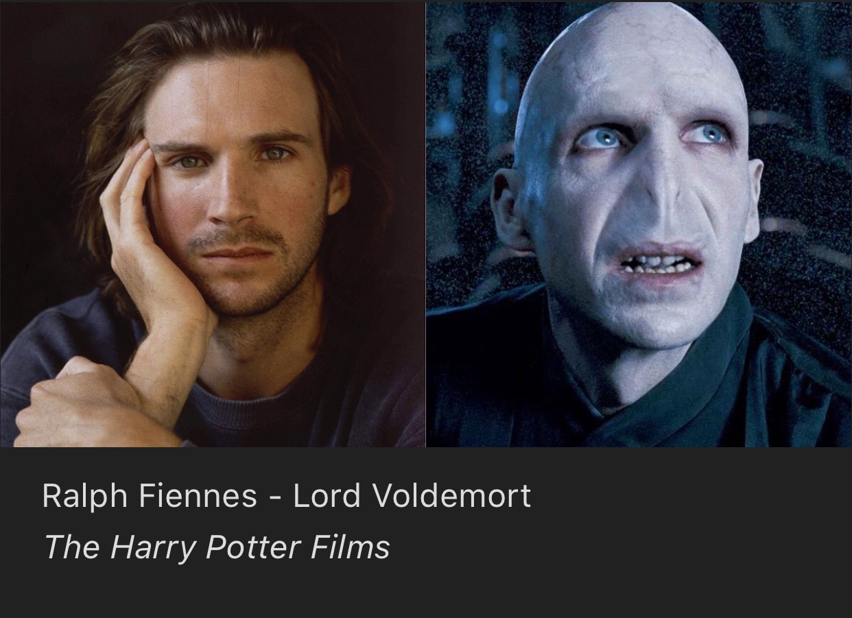 best makeup in movies - Ralph Fiennes Lord Voldemort The Harry Potter Films