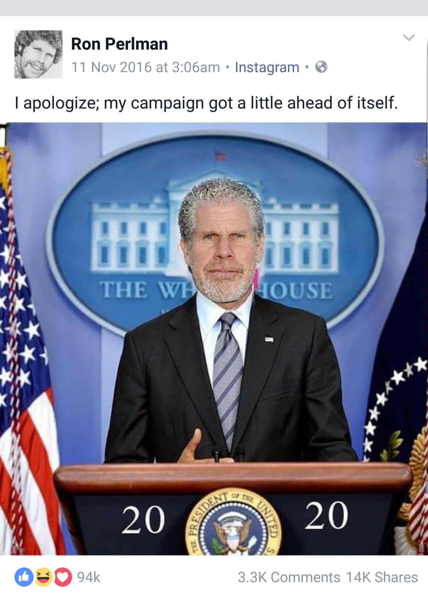 Ron Perlman Is Going For Presidency In 2020