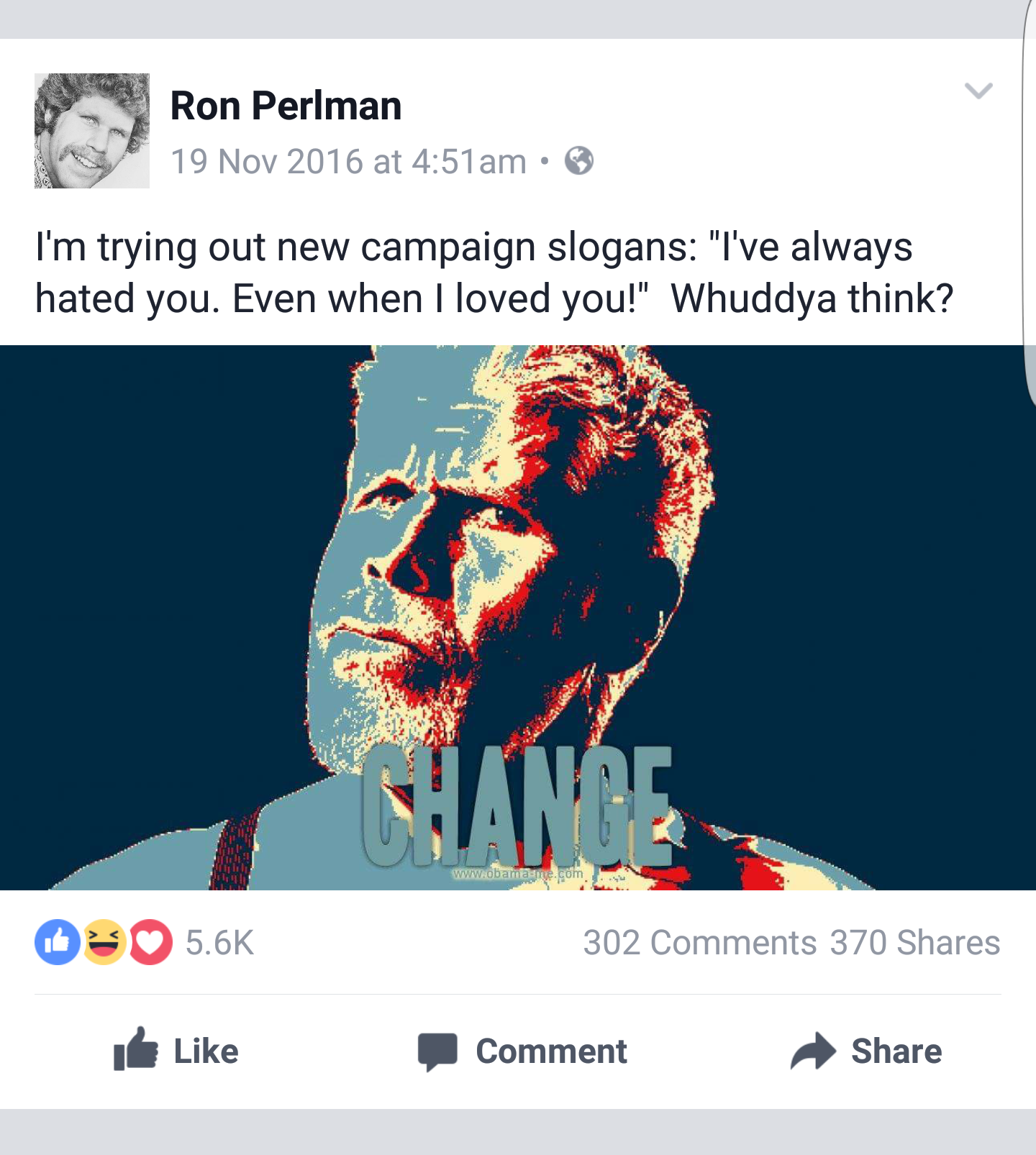 Ron Perlman Is Going For Presidency In 2020