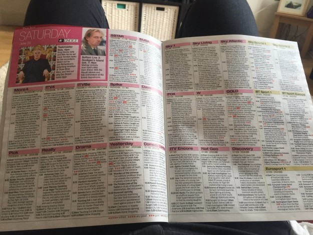 You had to use a TV Guide to know what's on TV, and highlight what you were going to watch before others beat you to it.