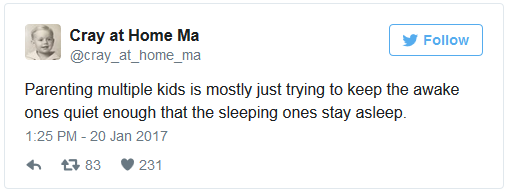 adulthood is sorry for delayed response - Cray at Home Ma y Parenting multiple kids is mostly just trying to keep the awake ones quiet enough that the sleeping ones stay asleep. 6 7 83 231