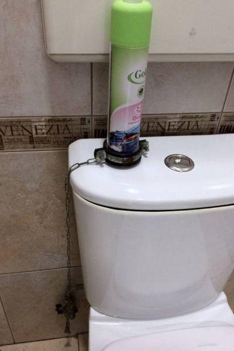 russia - air freshener on toilet chained