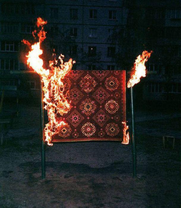 russia - carpet on fire