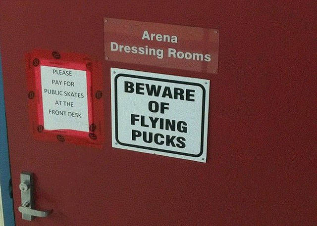 canada sign - Arena Dressing Rooms Please Pay For Public Skates At The Front Desk Beware Of Flying Pucks