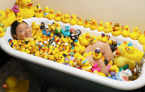 Largest Collection of Rubber Ducks. Charlotte Lee (USA) has 5,631 different rubber ducks, as of 10 April 2011, which she has been collecting since 1996. People say "why?" but Charlotte doesn't give a duck.