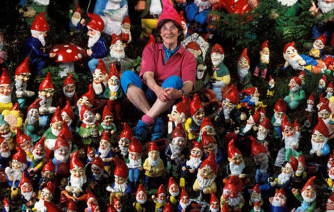 Largest Collection of Garden Gnomes and Pixies. At her four-acre "Gnome Reserve" in West Putford, England, Ann Atkin has 2,042 gnomes and pixies, as of March 2011. That must be a lot of pots of gold.