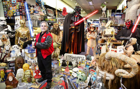 Largest Collection of "Star Wars" Memorabilia.  Former Wall Street Journal bureau chief who went to work at Lucasfilm, Steve Sansweet, turned his Star Wars obsession of 37 years into a museum. He's amassed an estimated 300,000 unique items at Rancho Obi-Wan in northern California. By May 4, 2014, he'd "only" accurately audited and catalogued 92,240 items — still sufficient to beat the previous title holder many times over.