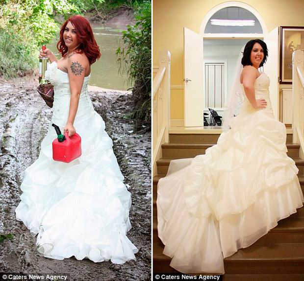 A hairdresser from Illinois, she felt she needed to get the bad emotions and energy out of her system.  She decided to symbolically end the relationship by destroying her wedding dress.