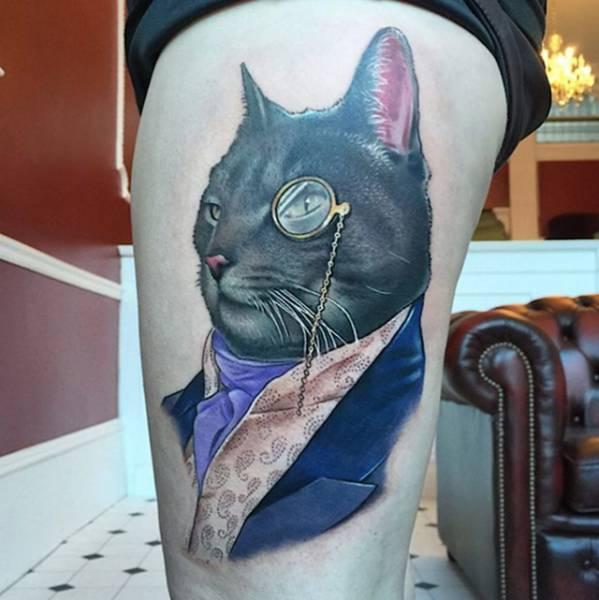 realistic tattoos - whole cat tattoo