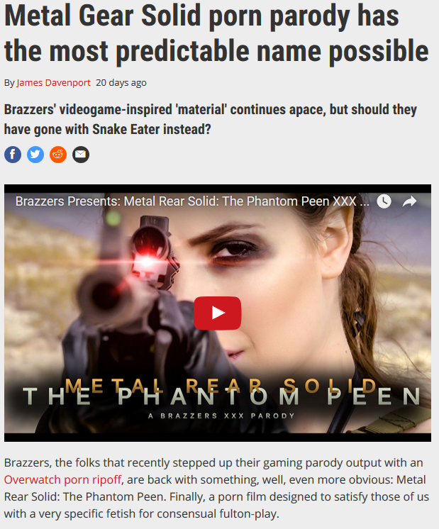 poster - Metal Gear Solid porn parody has the most predictable name possible By James Davenport 20 days ago Brazzers' videogameinspired material continues apace, but should they have gone with Snake Eater instead? Oooo Brazzers Presents Metal Rear Solid T