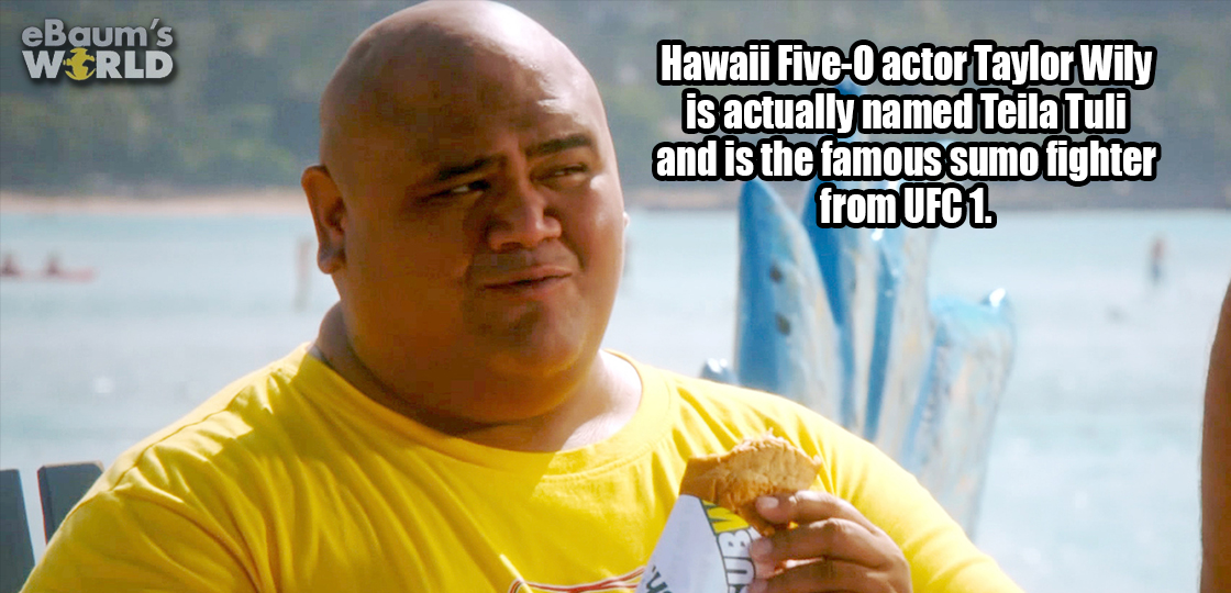 eBaum's World Hawaii FiveO actor Taylor Wily is actually named Teila Tuli and is the famous sumo fighter from UFC1