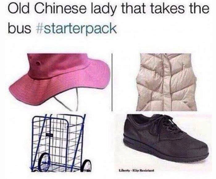 funny starter packs memes - Old Chinese lady that takes the bus Unt Sip Reiten