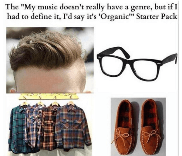 starter packs - The "My music doesn't really have a genre, but if I had to define it, I'd say it's 'Organic'" Starter Pack