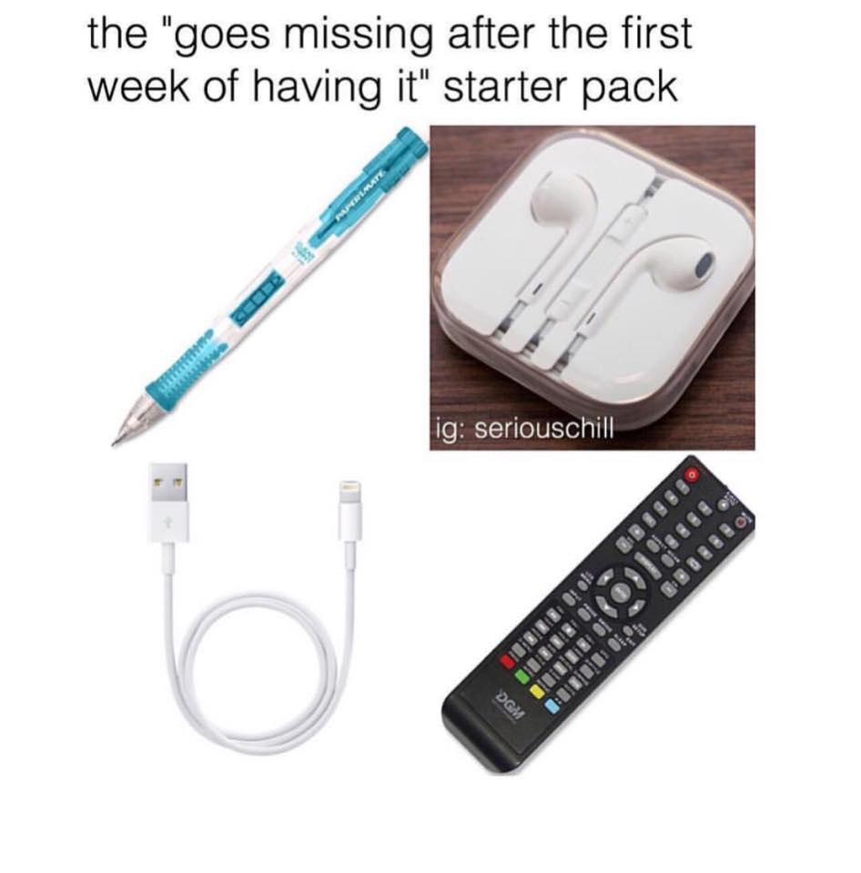 electronics accessory - the "goes missing after the first week of having it" starter pack Seoser ig seriouschill Didrike Boli DOBONITOO00 Dgm