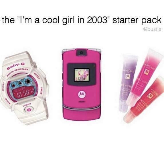 popular things in early 2000s - the "I'm a cool girl in 2003" starter pack aby. Sistant