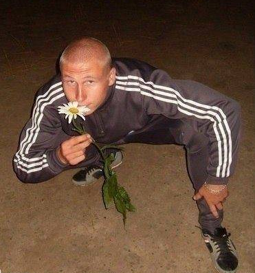 russia europeans squatting in tracksuits