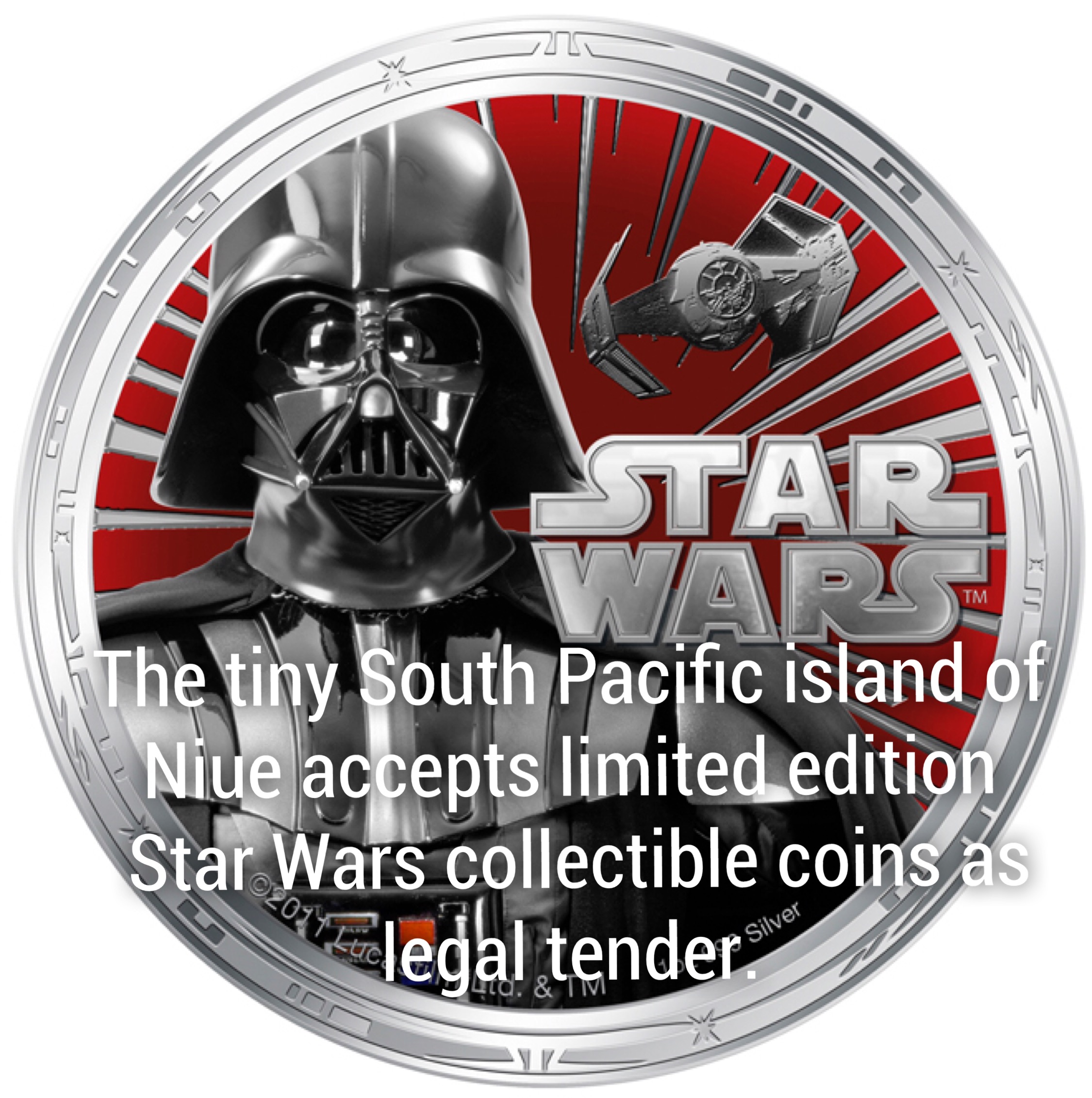 label - The tiny South Pacific island of Niue accepts limited edition Star Wars collectible coins as Illegal tender