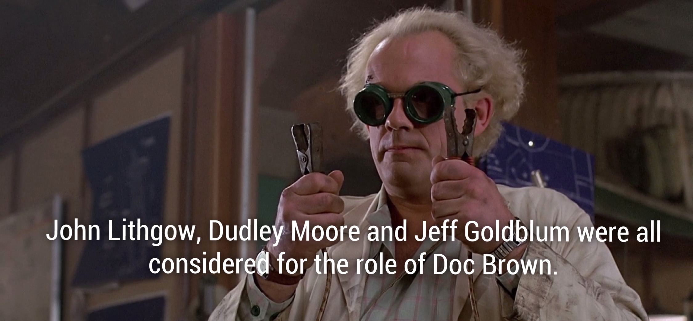 doc from back - John Lithgow, Dudley Moore and Jeff Goldblum were all considered for the role of Doc Brown.