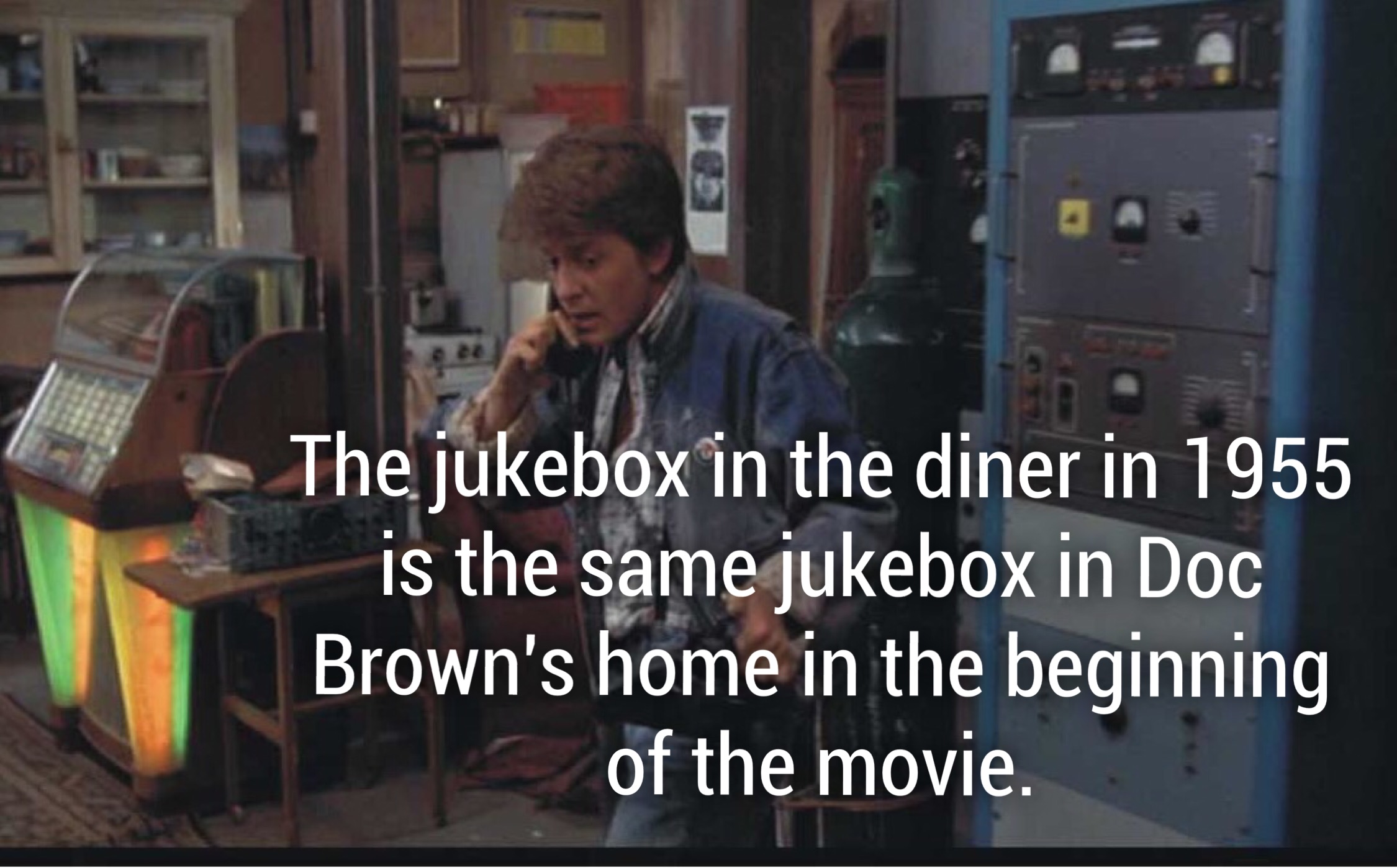 jukebox back to the future - The jukebox in the diner in 1955 is the same jukebox in Doc Brown's home in the beginning of the movie.