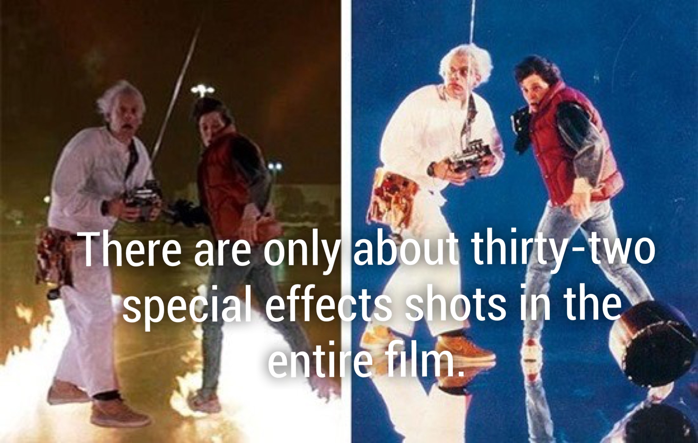 back to the future 1 behind scene - There are only about thirtytwo especial effects shots in the entite film.