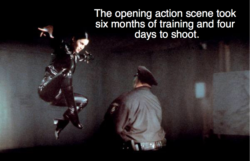 trinity matrix - The opening action scene took six months of training and four days to shoot.