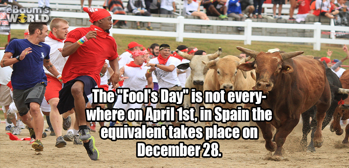 bull - The "Fool's Day" is not every where on April 1st, in Spain the equivalent takes place on December 28.
