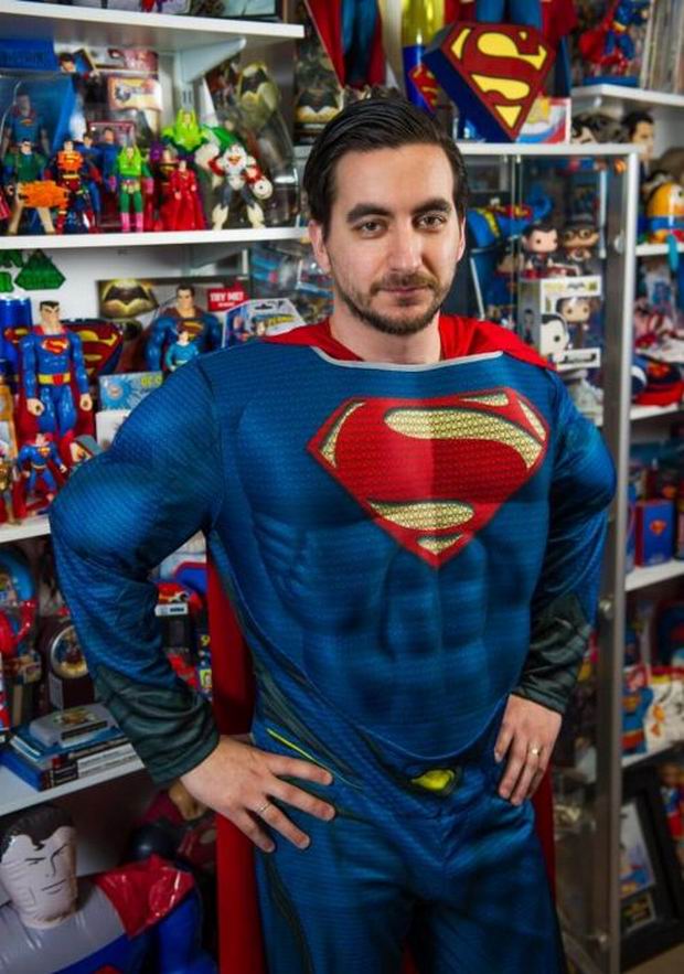 Marco Superman Zorzin currently has a staggering, 2,000 items and counting, including a 6ft 10in tall statue of the superhero.