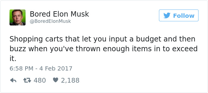 memes - trump hates the environment - Bored Elon Musk y Musk Shopping carts that let you input a budget and then buzz when you've thrown enough items in to exceed it. t3 480 2,188