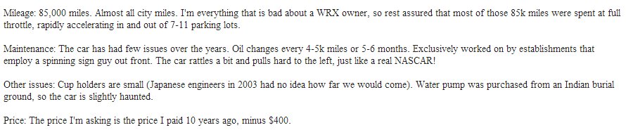 Guy Really Doesn't Want To Sell His Car