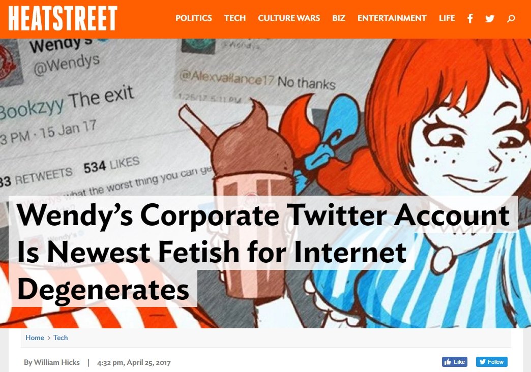 wendy troll - Heatstreet Politics Tech Culture Wars Biz Entertainment Life f y o Wenay No thanks 125175 Bookzyy The exit 3 Pm. 15 Jan 17 33 534 that the worst thing you can ye Wendy's Corporate Twitter Account Is Newest Fetish for Internet Degenerates Hom