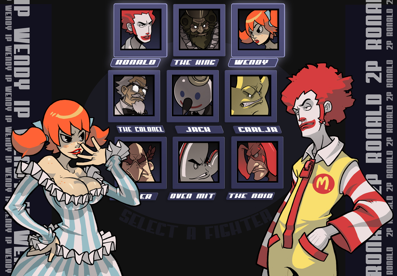 fast food fighting game - Ip Wendy Ip Ars The Colonel Ronald Oven Mit 1130 The King The Noid Cular wENOV Rona 4 Ronald 2P Ronal RunnLD 2PN40 29 BngL 2P Huuhld 2D Huild 2D Huudi 2