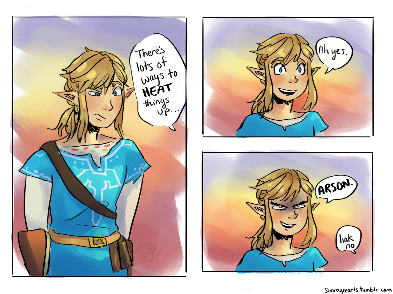 breath of the wild link memes - There's Ah yes. lots of ways to Heat things up.. Arson. link Sunrayeearts.tumblr.com
