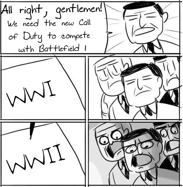 new ideas meme - All right, gentlemen! We need the new Call of Duty to compete with Battlefield 1 Wwi Wwii