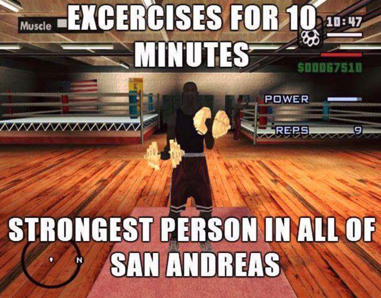 gta san andreas logic - MuscleExcercises For 10 Minutes $00067510 Power REPs Strongest Person In All Of San Andreas