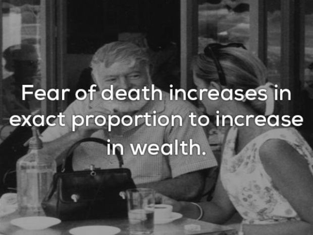photograph - Fear of death increases in exact proportion to increase in wealth.