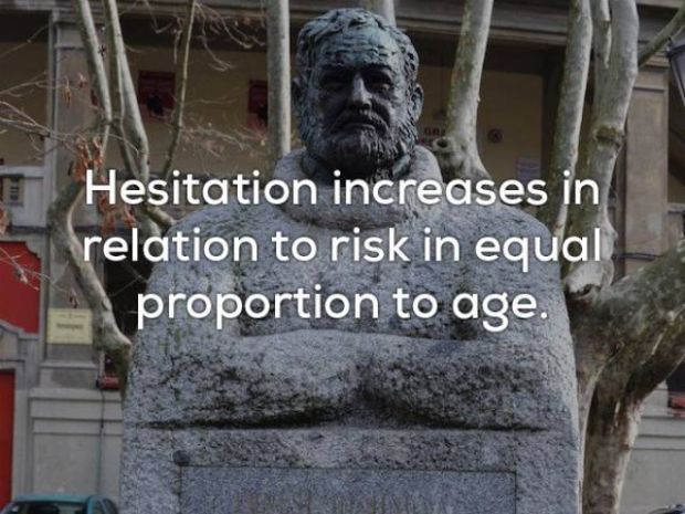 statue - Hesitation increases in relation to risk in equal proportion to age.
