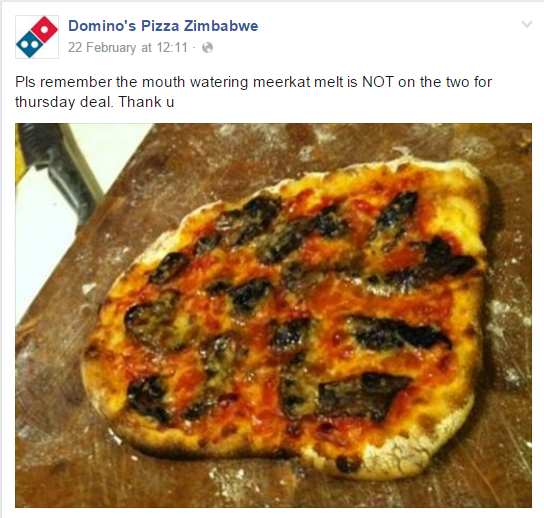 domino's pizza - Domino's Pizza Zimbabwe 22 February at Pls remember the mouth watering meerkat melt is Not on the two for thursday deal. Thank u