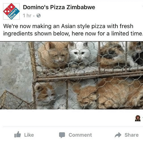 dominos pizza zimbabwe - Domino's Pizza Zimbabwe 1 hr. We're now making an Asian style pizza with fresh ingredients shown below, here now for a limited time I Comment