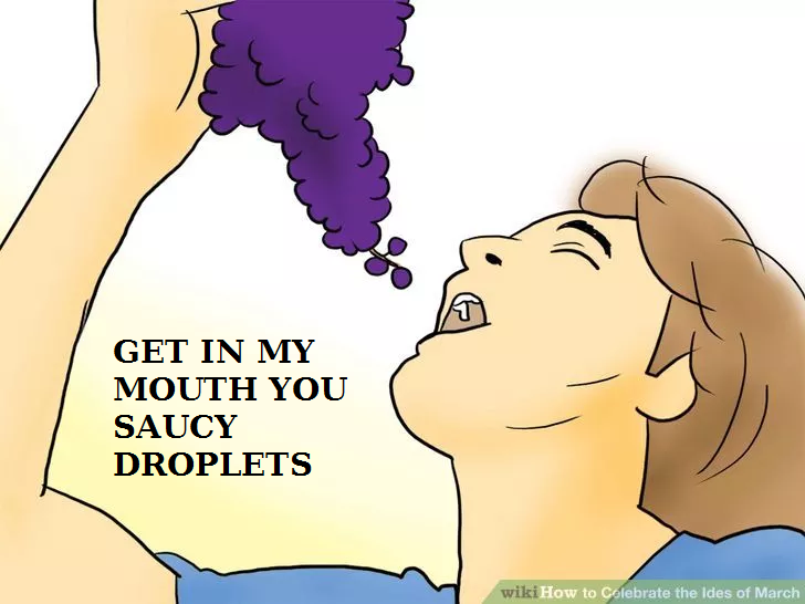cartoon - w Get In My Mouth You Saucy Droplets wikiHow to Colebrate the Ides of March