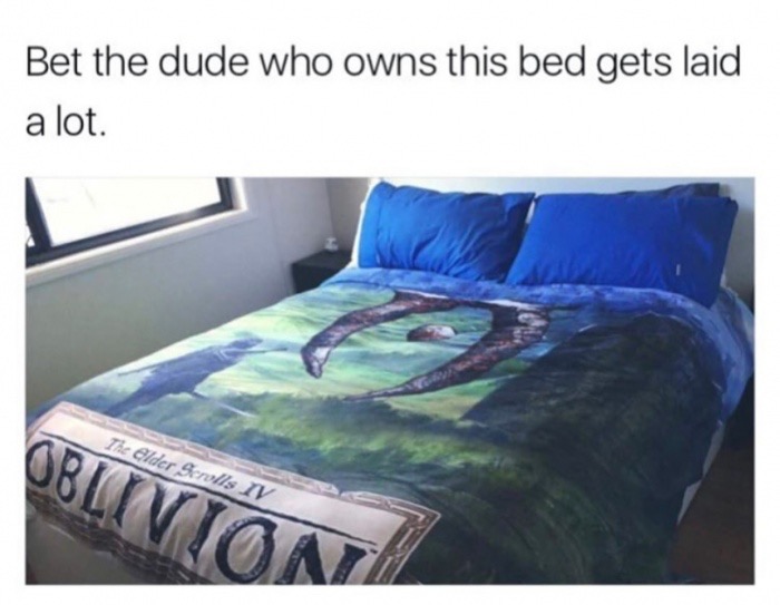 oblivion bed sheets - Bet the dude who owns this bed gets laid a lot. The Elder Scrolls 1