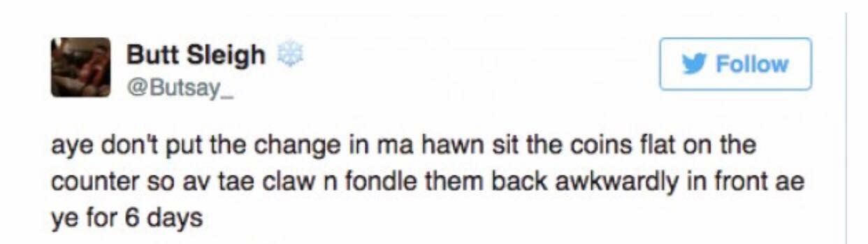 Yeah don't put the change in my hand, sit the coins flat on the counter so I have to claw and fondle them back awkwardly in front of you for 6 days