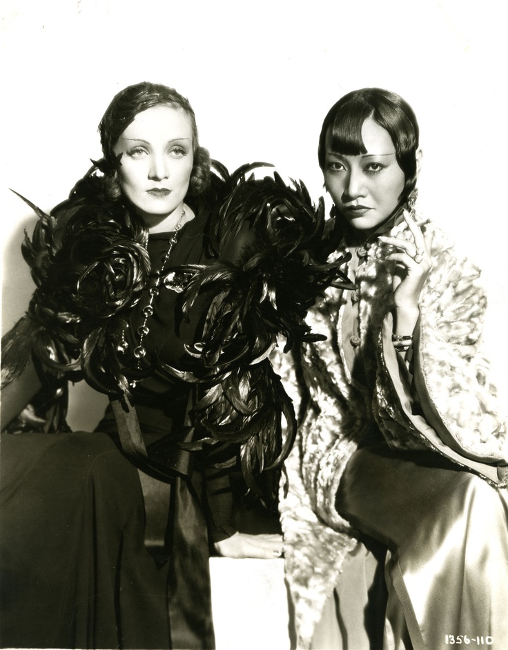Marlene Dietrich and Anna May Wong pose for a publicity picture for the film Shanghai Express in 1932. The pair would remain friends as most of the cast got along. Wong was the first Asian American actress to be accepted in Hollywood at all, however she still was relegated to supporting roles as Asian roles during that time normally went to Caucasian leading ladies.