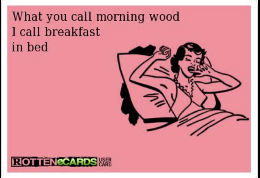 you call morning wood i call breakfast - What you call morning wood I call breakfast in bed Rottenecards Are