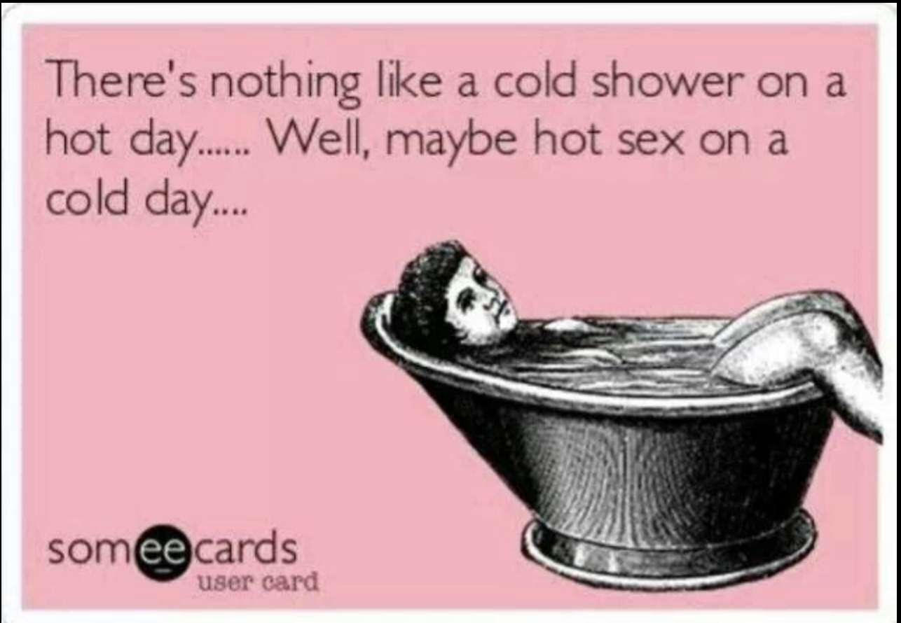 hot shower sex memes - There's nothing a cold shower on a hot day...... Well, maybe hot sex on a cold day.... someecards user card