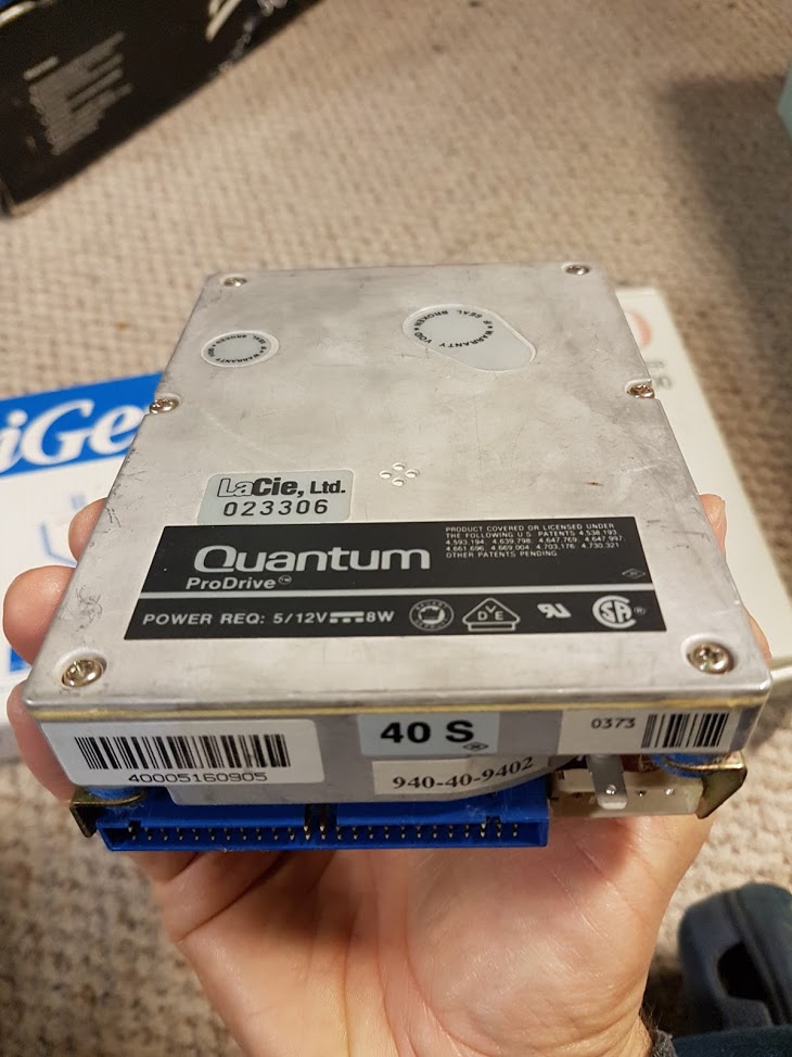 Random 40 meg Quantum drive included in the box.