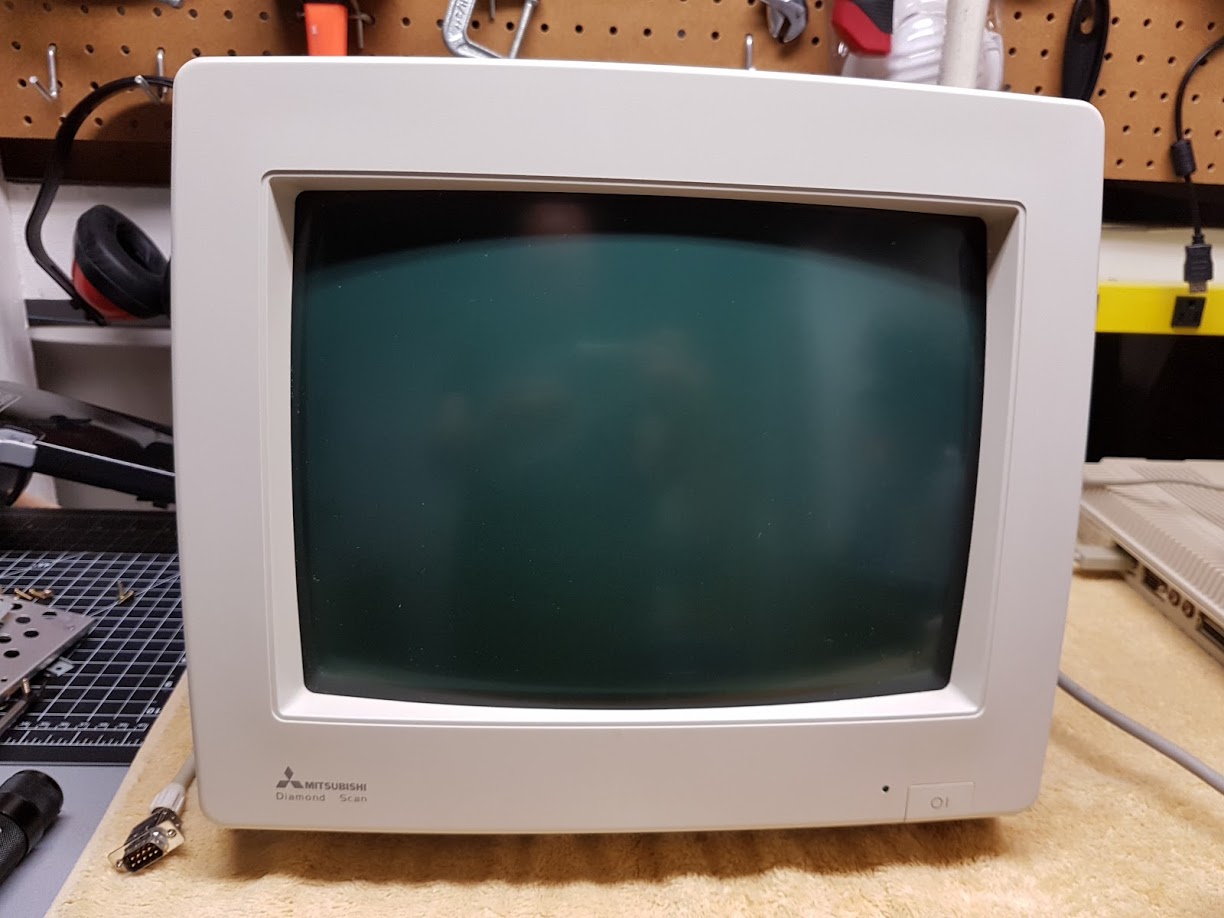"Monitor is all cleaned up. I tested this monitor with CGA, EGA, MDA (Monochrome) and Amiga 15khz analog video. All work perfectly! I found some info on it and it also supports 31.5khz VGA (640x480.) It is a real jack of all trades!"