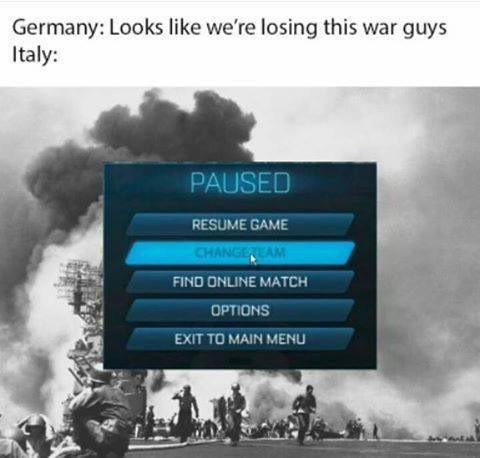 World War 2 Joke about changing teams in a war.